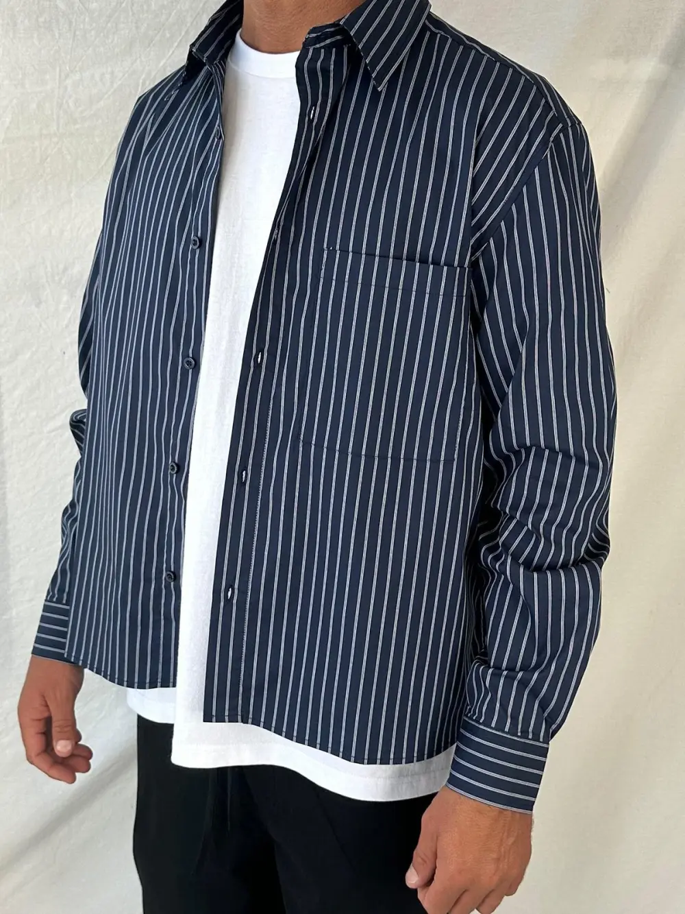 Casual Versatile And Comfortable Navy Shirt