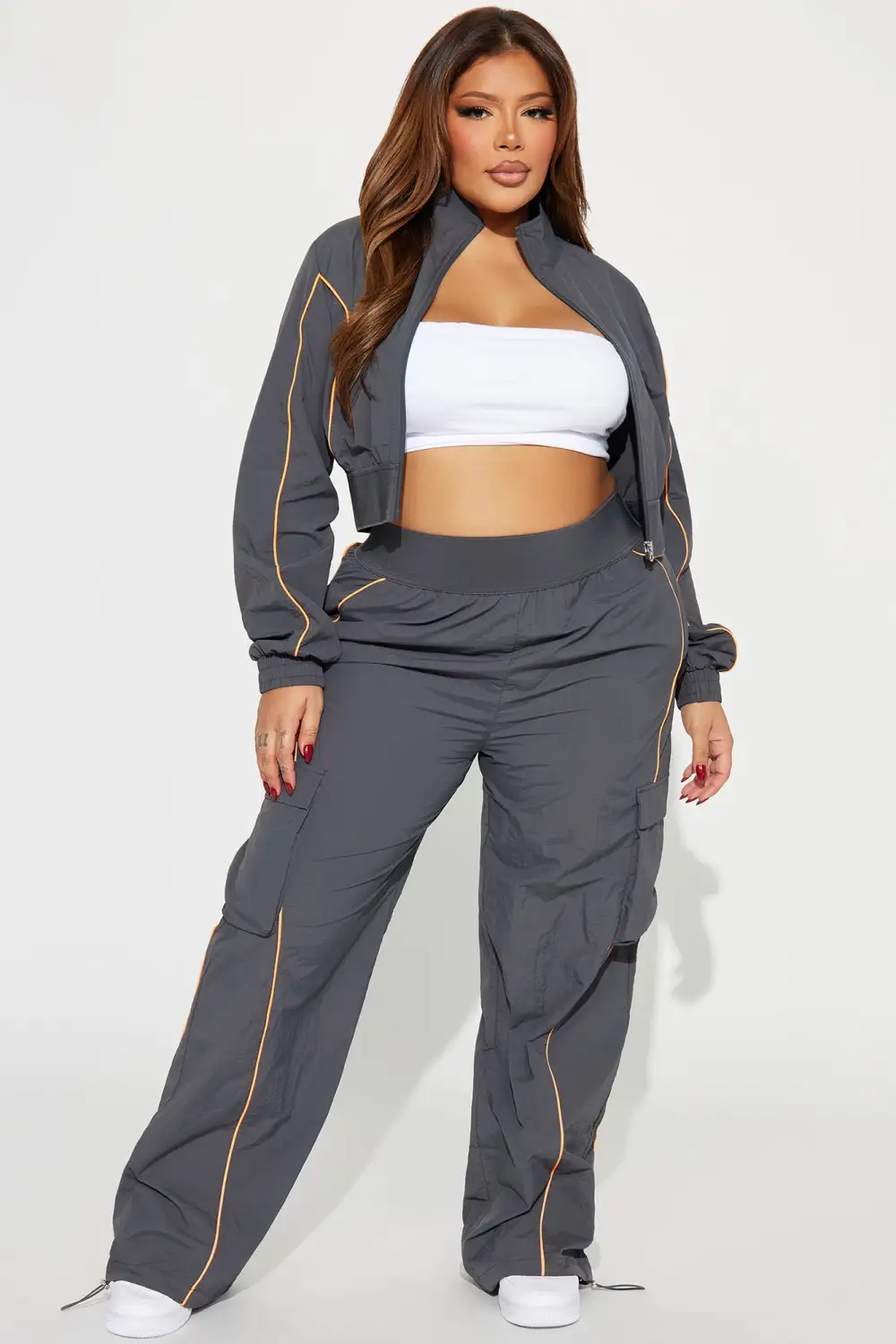 Steal The Moment Windbreaker Pant Set - Charcoal/combo