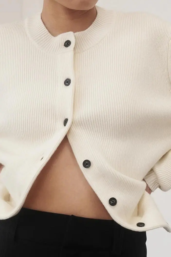 CREAM CASHMERE BLEND CARDIGAN