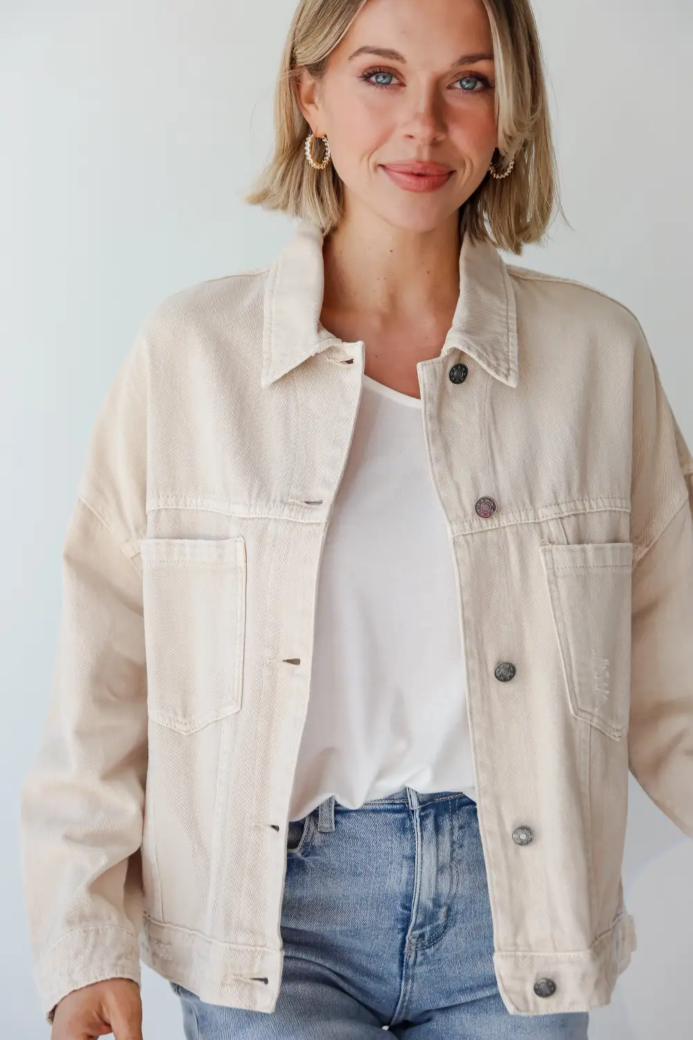 FINAL SALE - Practical Charm Off White Denim Jacket