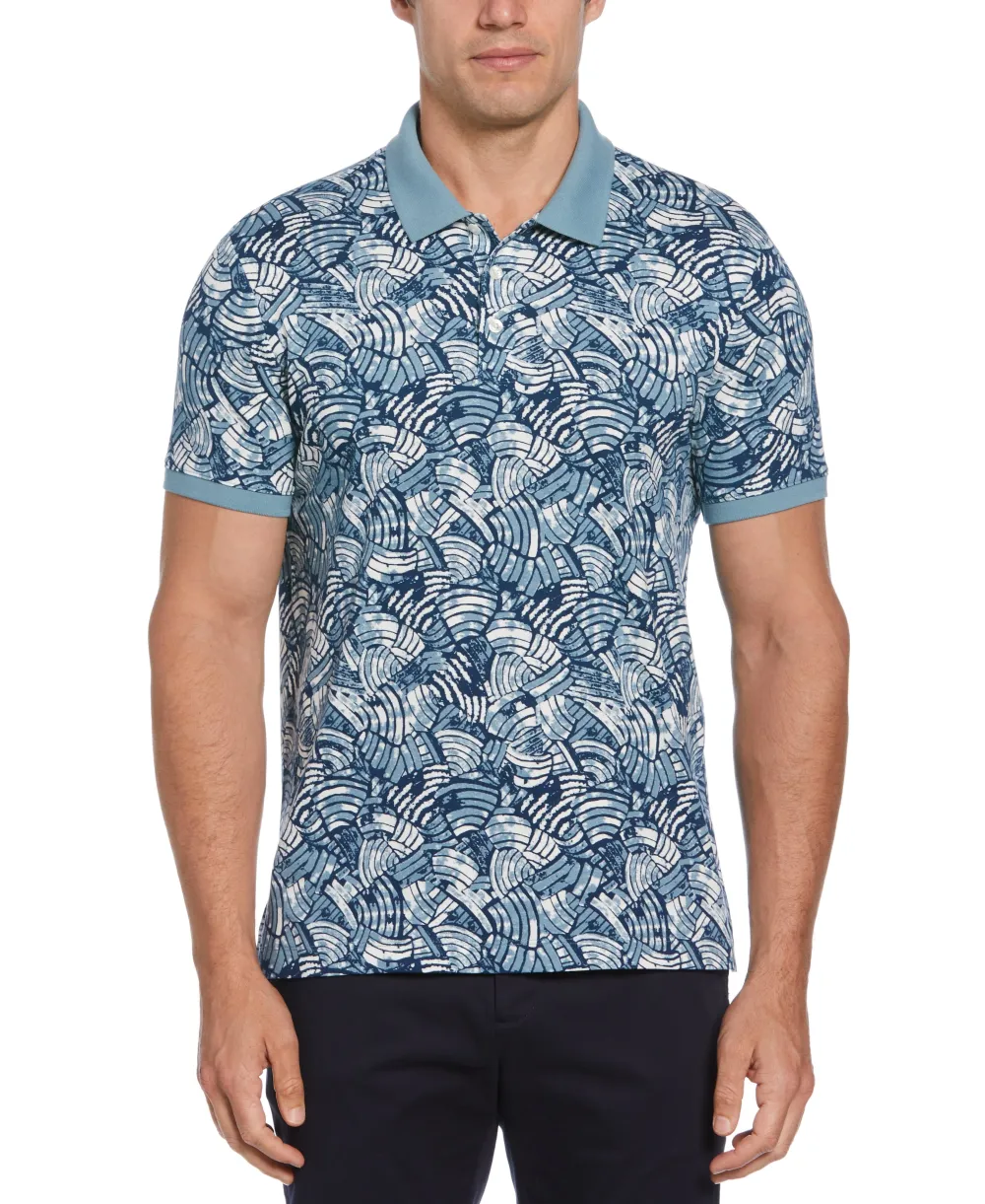 Tua X Perry Ellis Collaboration Allover Print Cotton Polo