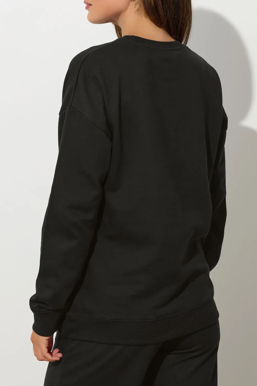 Solid Color Ribbed Sweatshirt