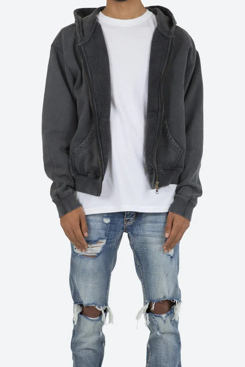 DARK GRAY OVERSIZED ZIP UP HOODIE