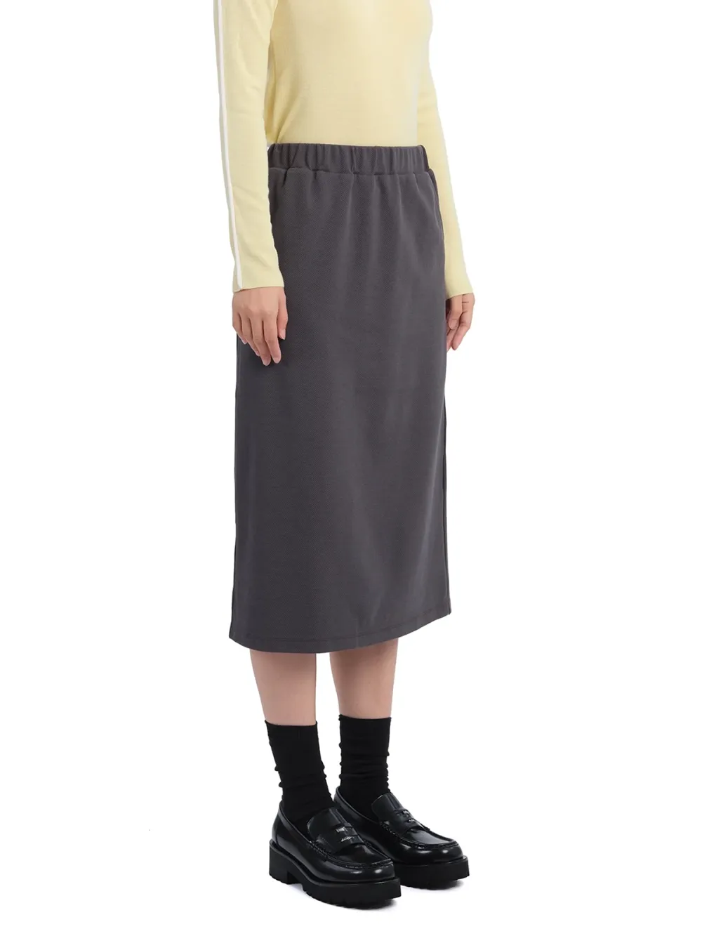 Solid Color Mid - Length Straight Skirt