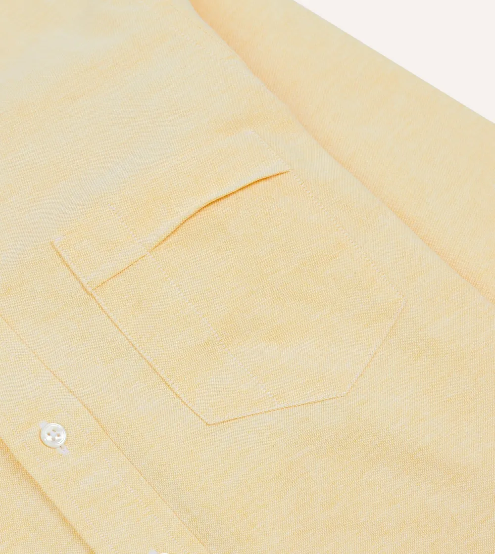 Yellow Button Front Cotton Oxford Cloth Button-Down Shirt