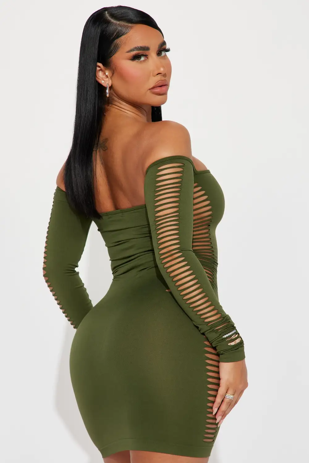 Sarah Seamless Mini Dress - Olive