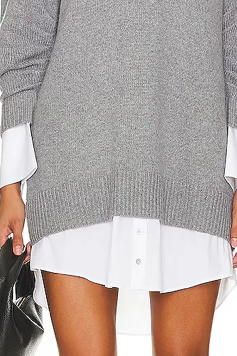 Collar Dress Heather Grey & White