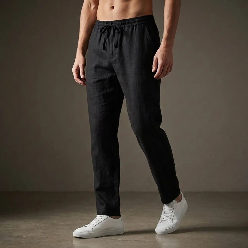Men's Linen Blend Casual Trousers