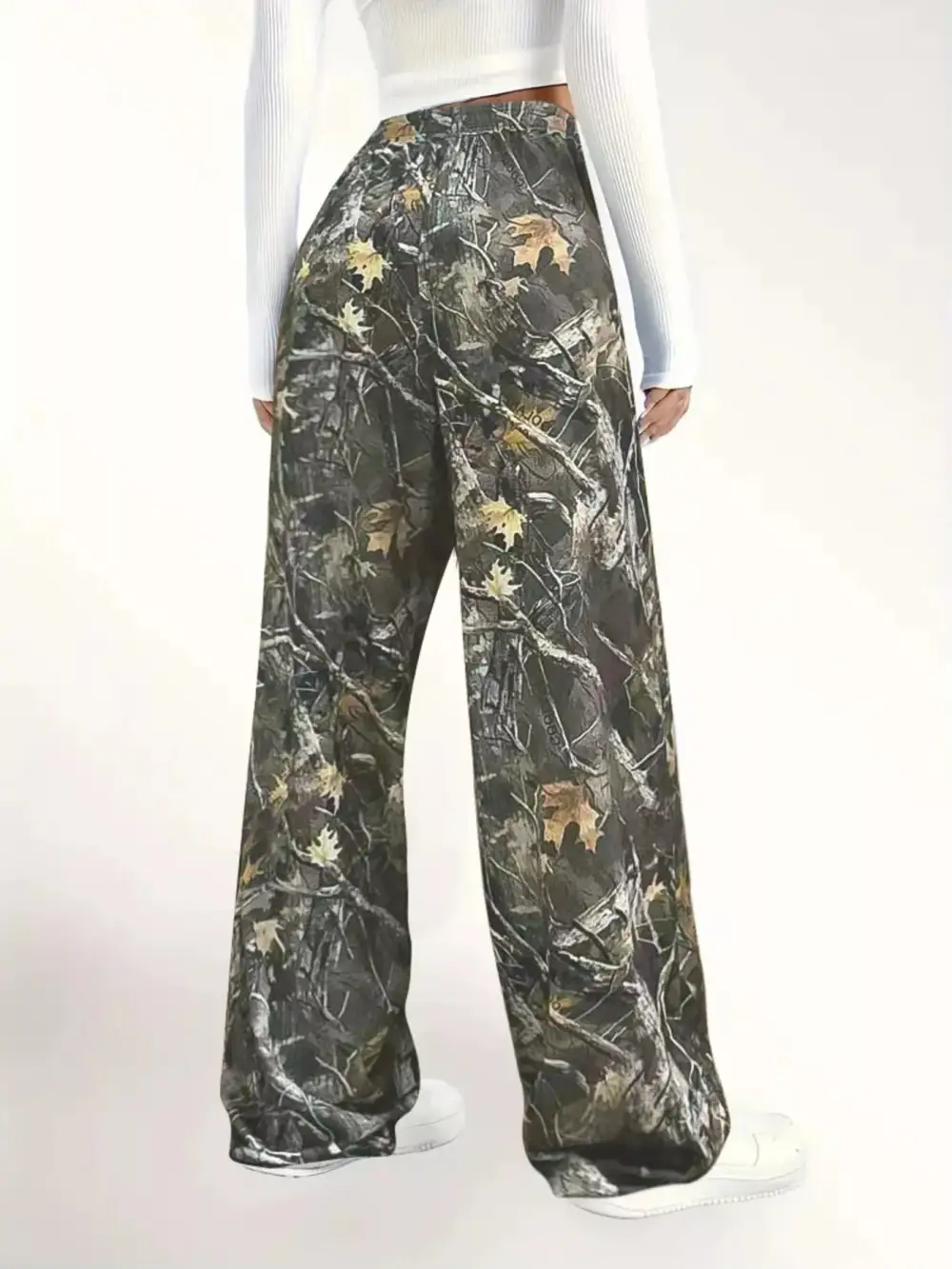 Relaxed Fit Camo Print Drawstring Waist Pants