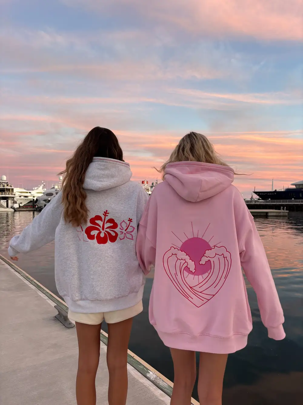 Bubblegum Ocean Heart Stitched Hoodie