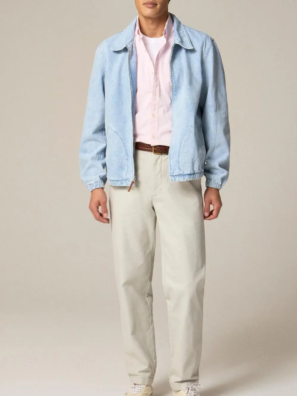 Light Blue Denim Snap Front Jacket