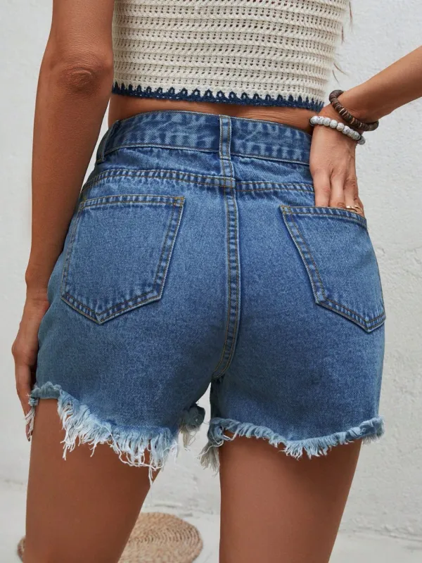 Modern Fit Simple Raw Hem Shorts