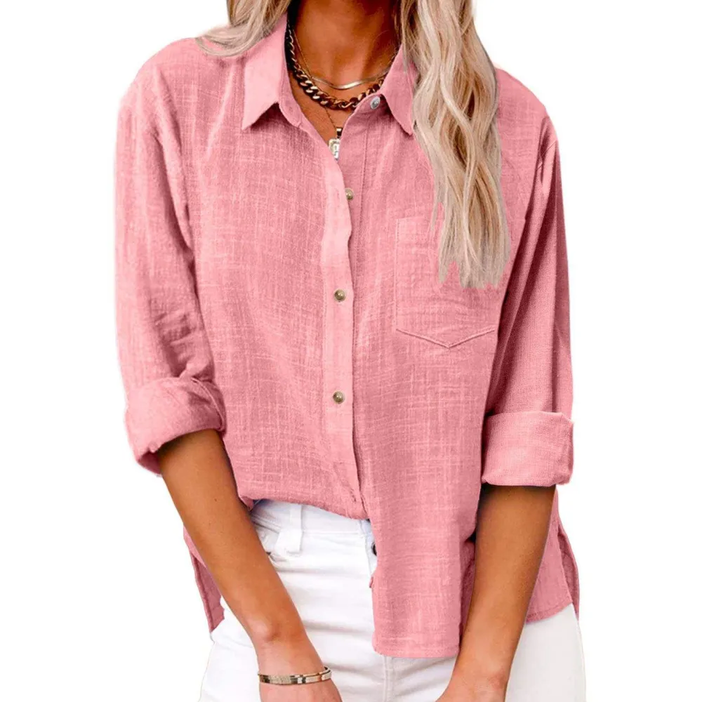 Women’s Linen Blend Button-Up Shirt