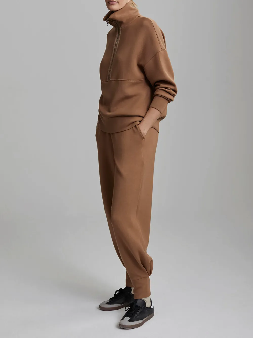 Chic Quarter-Zip Wide-Collar Loose Sweatshirt