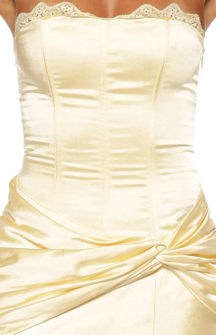 Satin Ruched Corset Maxi Dress