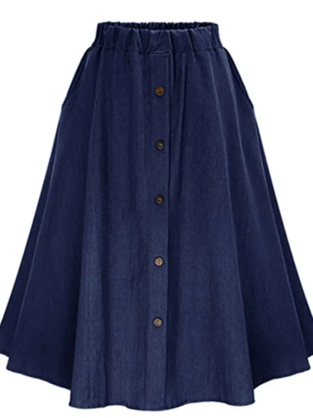 Everyday Denim Button Front Skirt