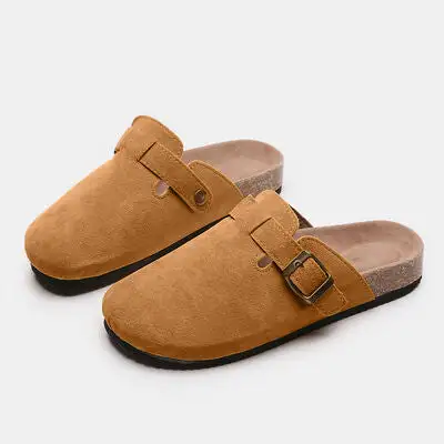 Buckle Suede Slides