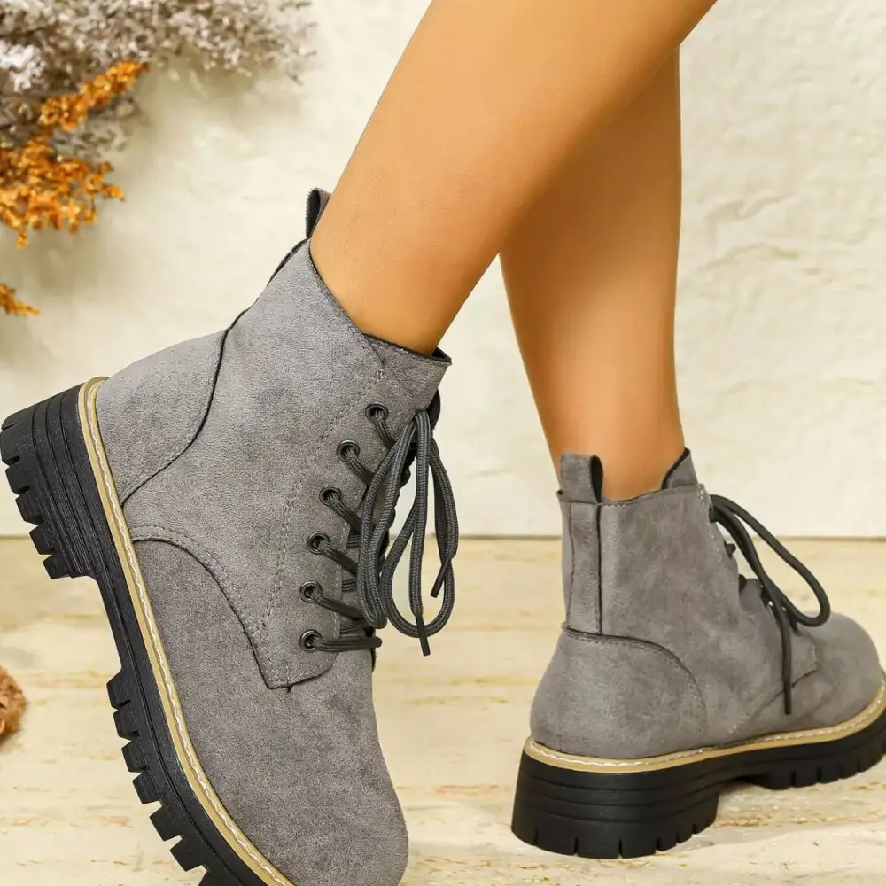 Round Toe Lace-Up Boots