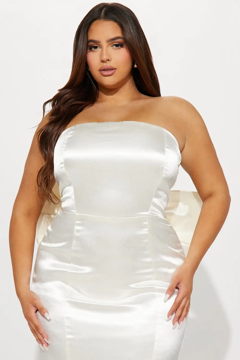 Janet Satin Maxi Dress - White