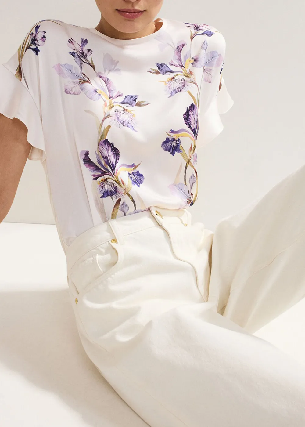 Designer Ruffled Short-Sleeved Top