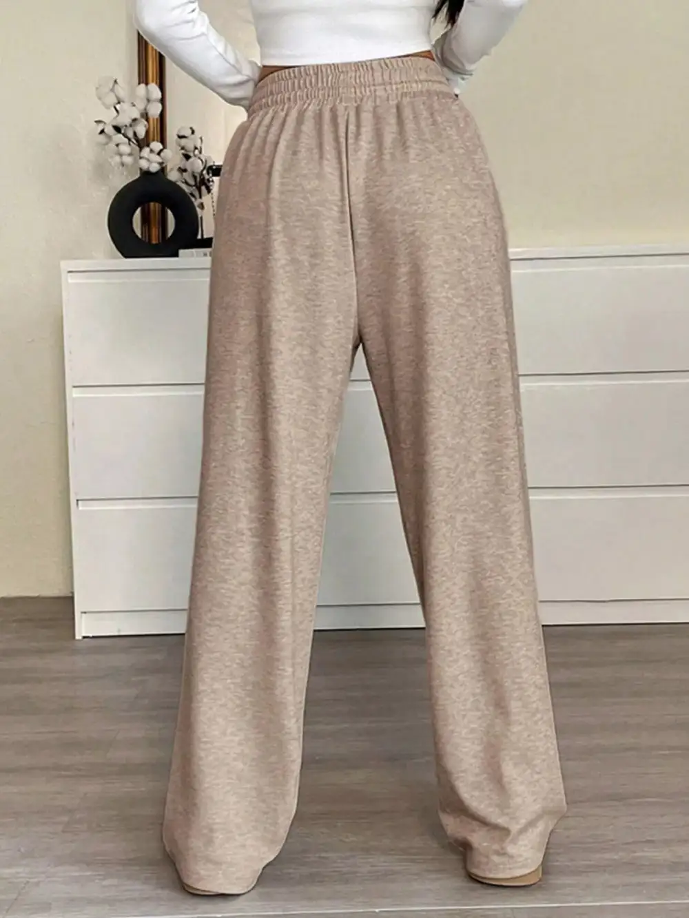 Full Size Drawstring High Waist Wide Leg Pants