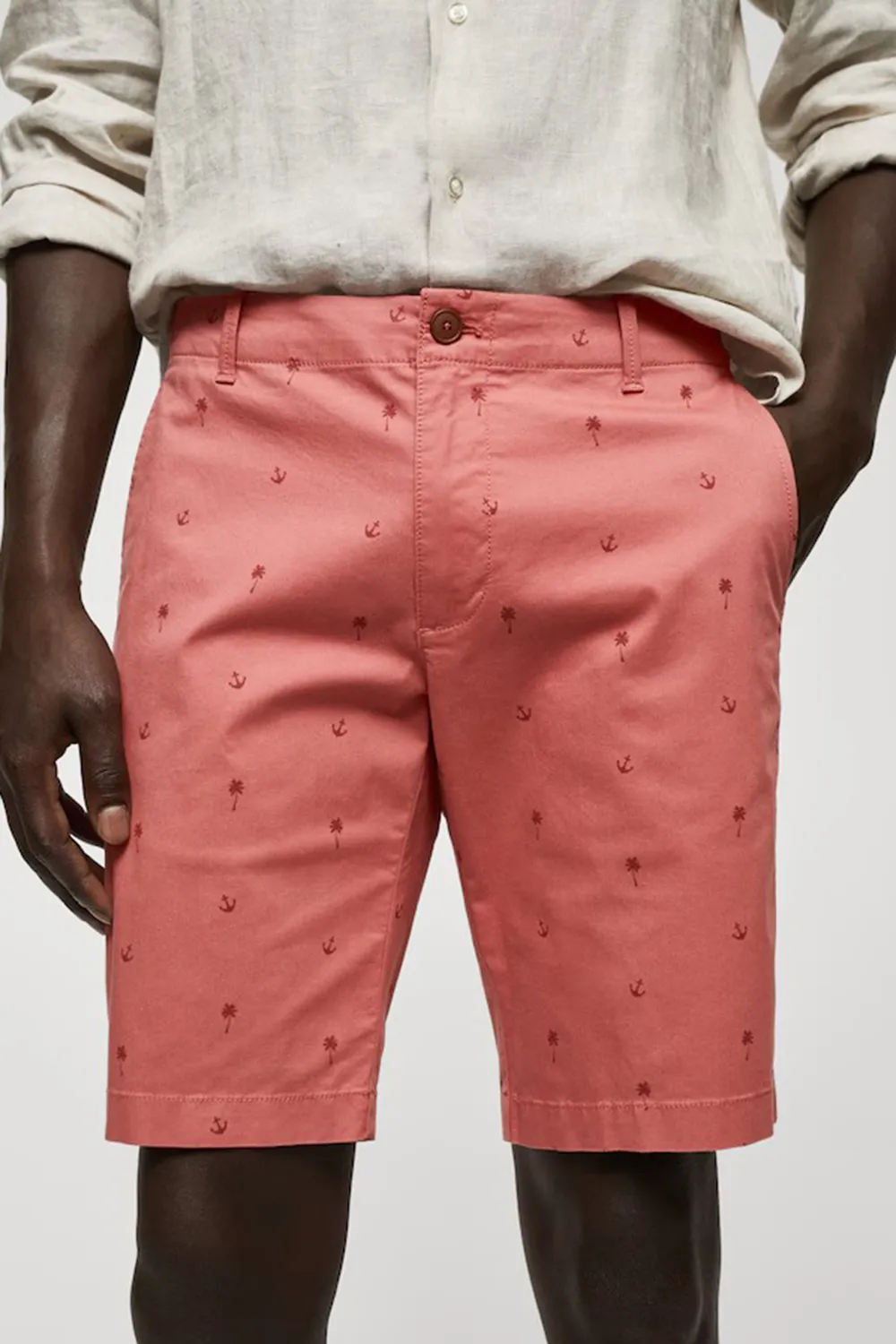 Slim-Fit Cotton Micro-Print Shorts