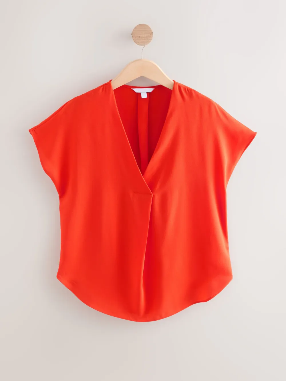 Loose Fit Short Sleeve High Collar V-Neck Shirt