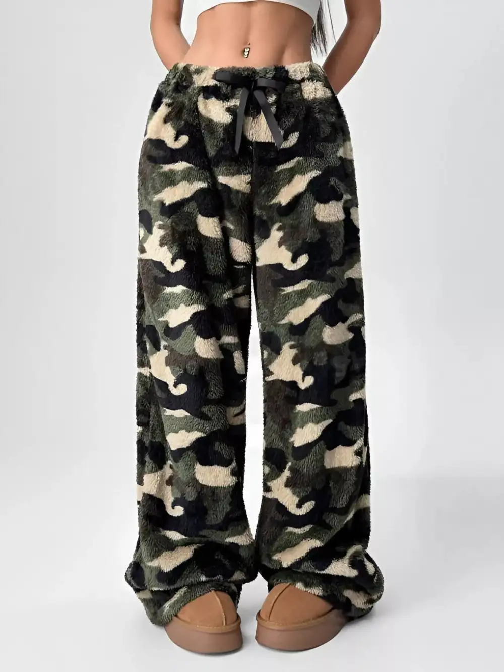 Relaxed Drawstring Wide Leg Pants
