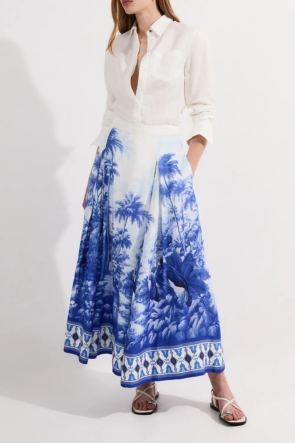 A-Line Skirt With Landscape Print