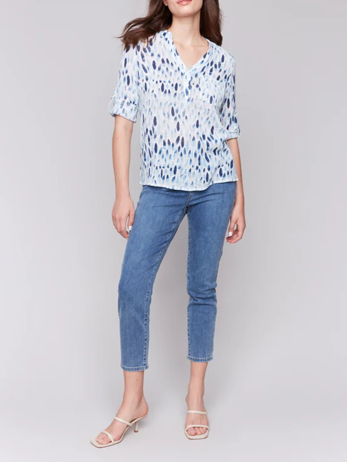 Artistic Cotton V-Neck Short Sleeves