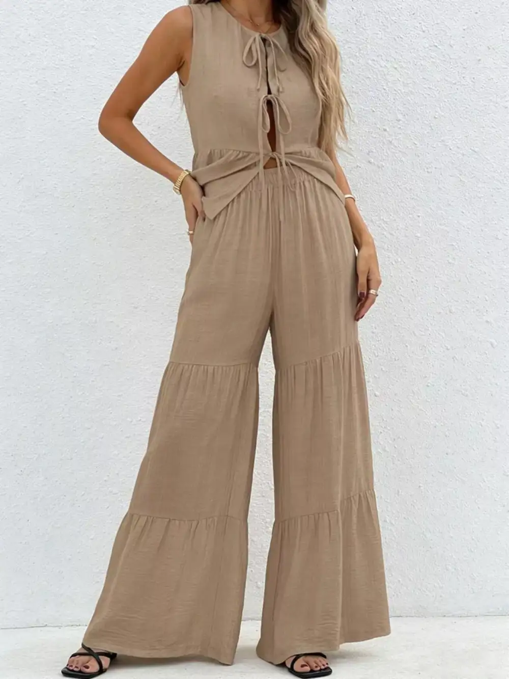 Easygoing Wide Leg Sleeveless Jumpsuit