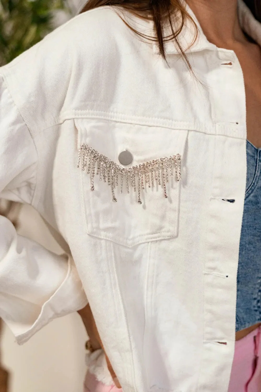 Raw Hem Button Up Jacket
