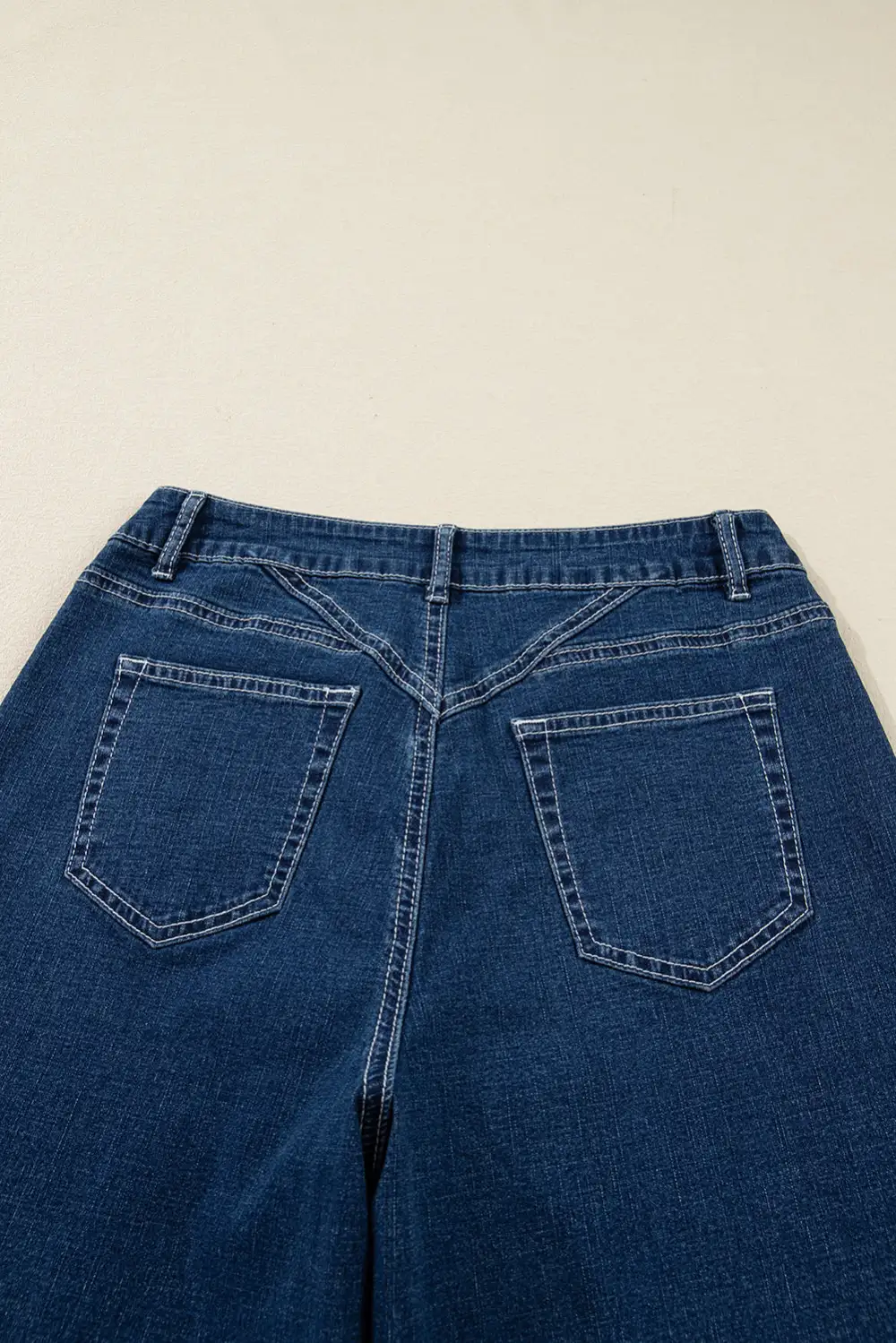 Loose Cuffed Stitched Waist Detail Jeans
