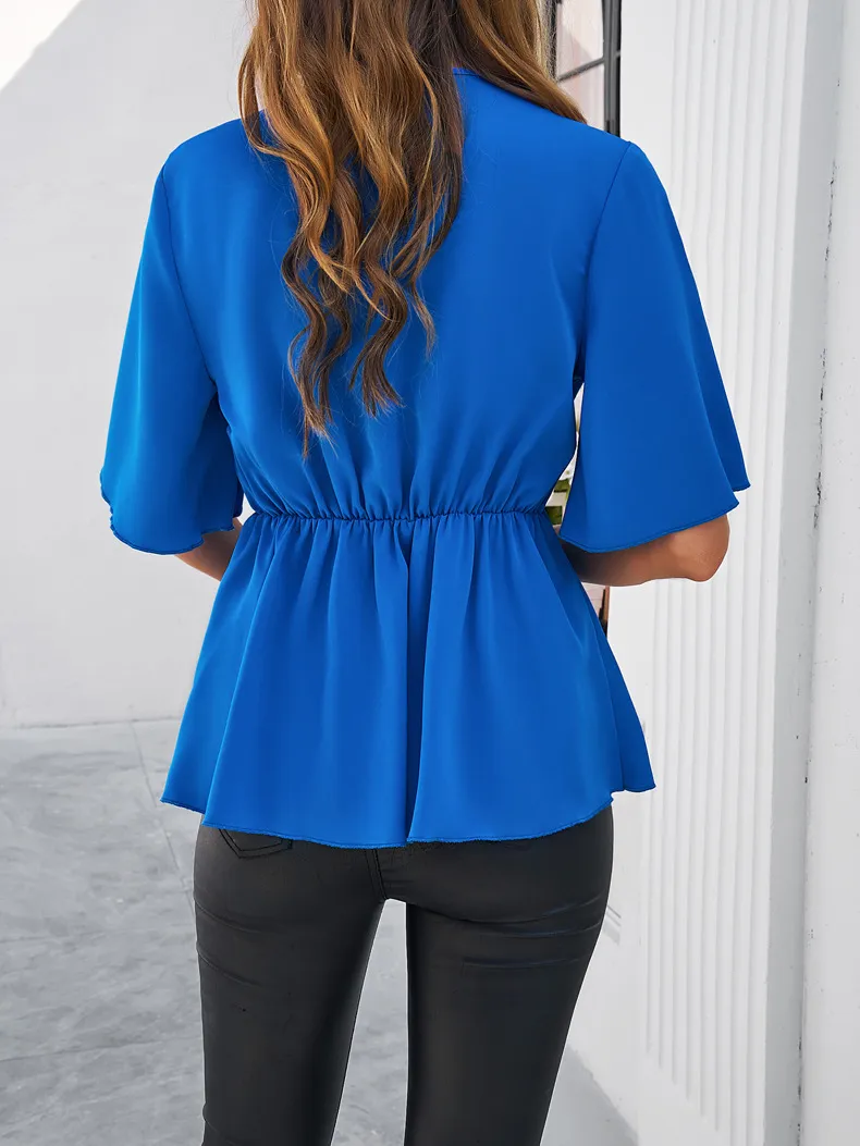 Solid Color Elegant Strappy Tunic Top