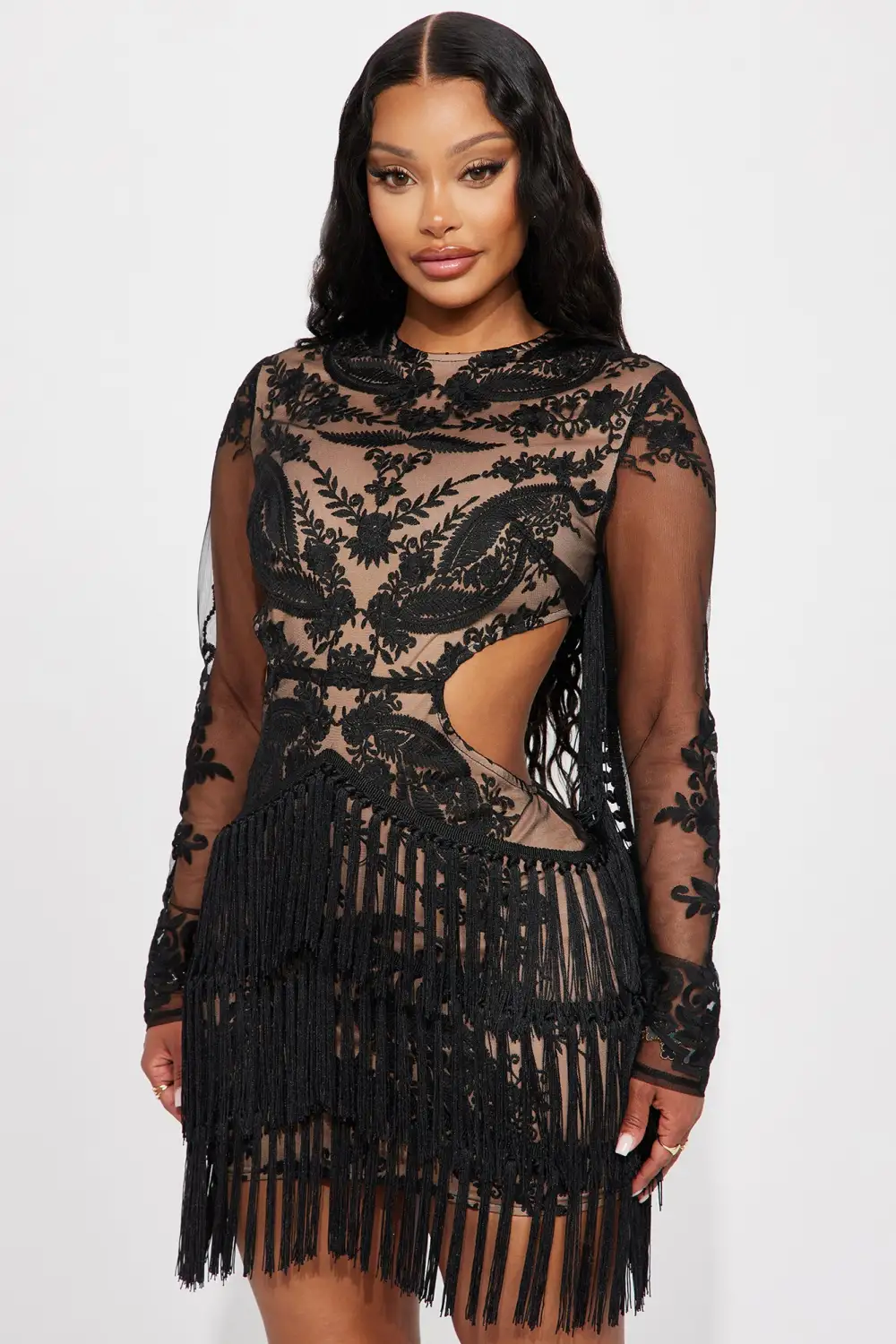 Gwen Lace Mini Dress - Black/combo