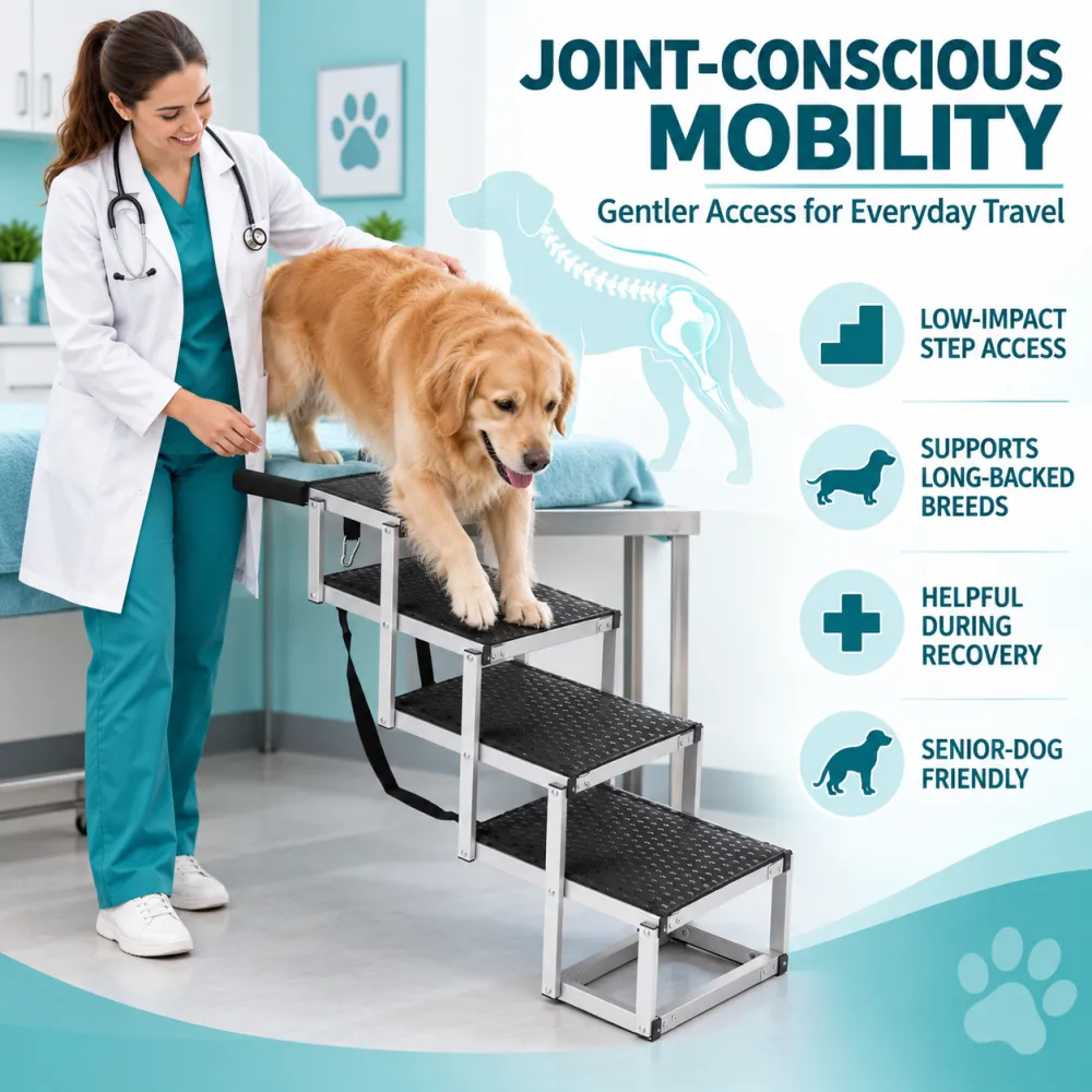 Foldable Pet Ramp—Dog Ladder—Outdoor Car Dog Stairs for SUV Sedan