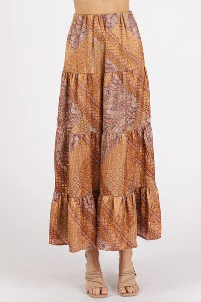 Paisley Patchwork Print Satin Skirt