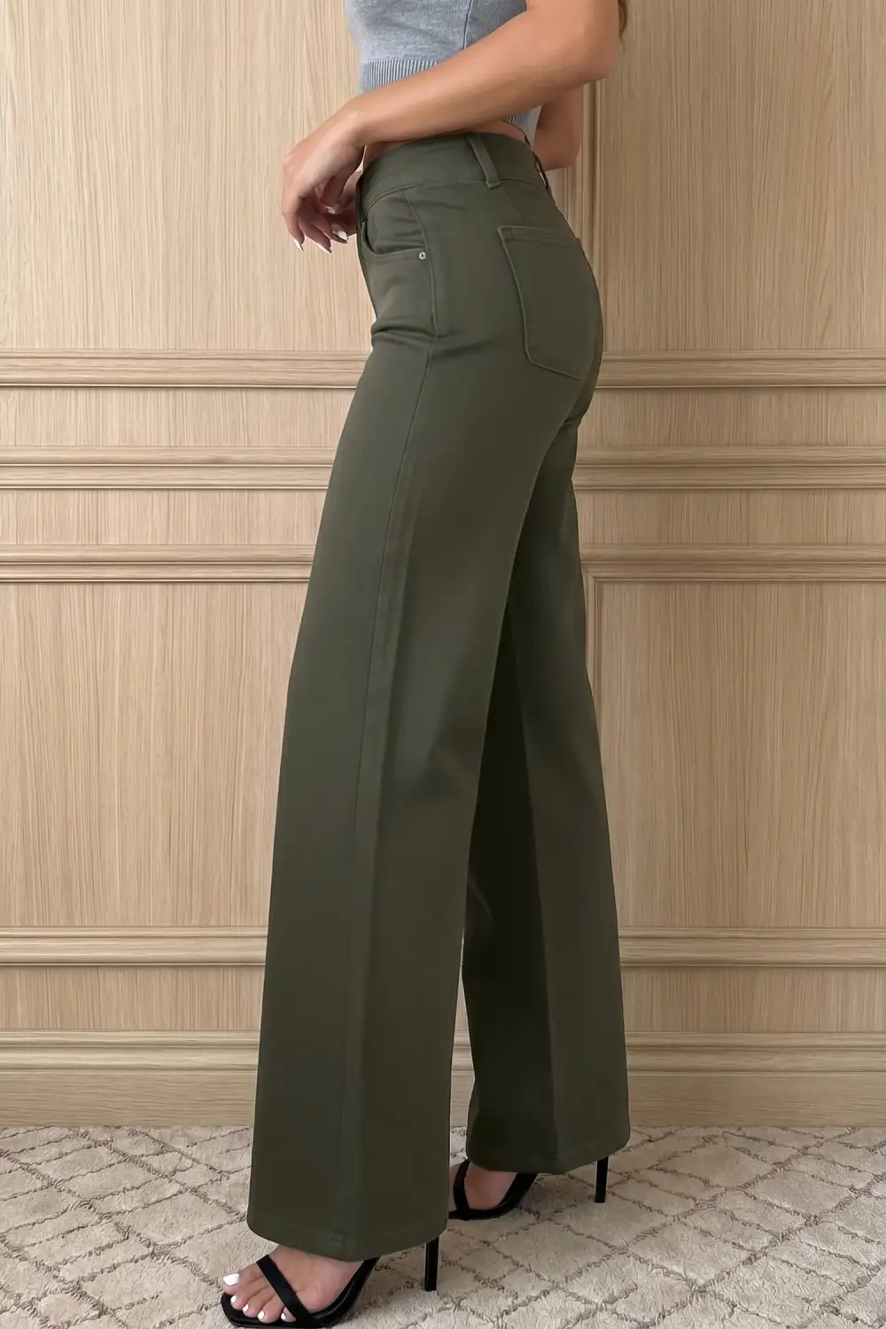 Button High Waist Wide Leg Jeans