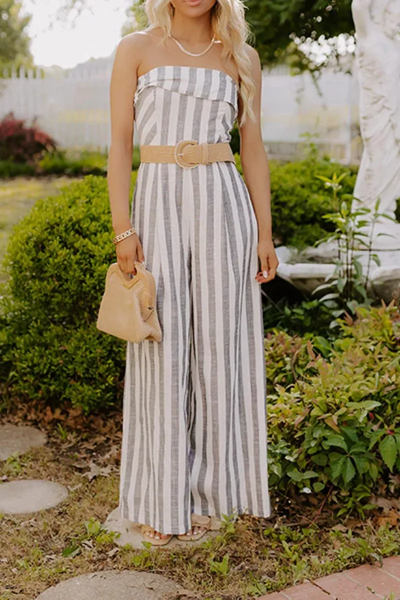 All-Match Casual Striped Women's Jumpsuit