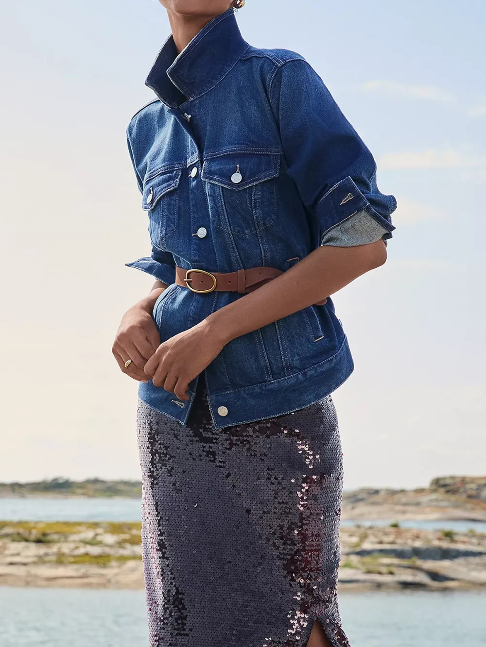 Denim Trucker Jacket In Classic Mid Wash