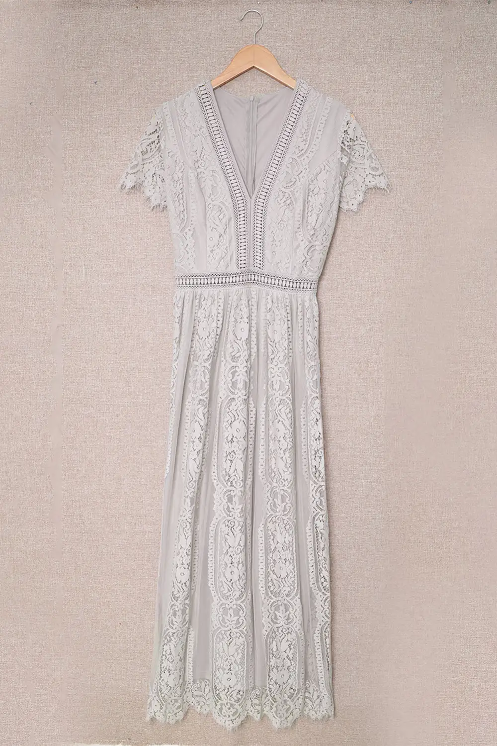 V-Neck Lace Maxi Dress