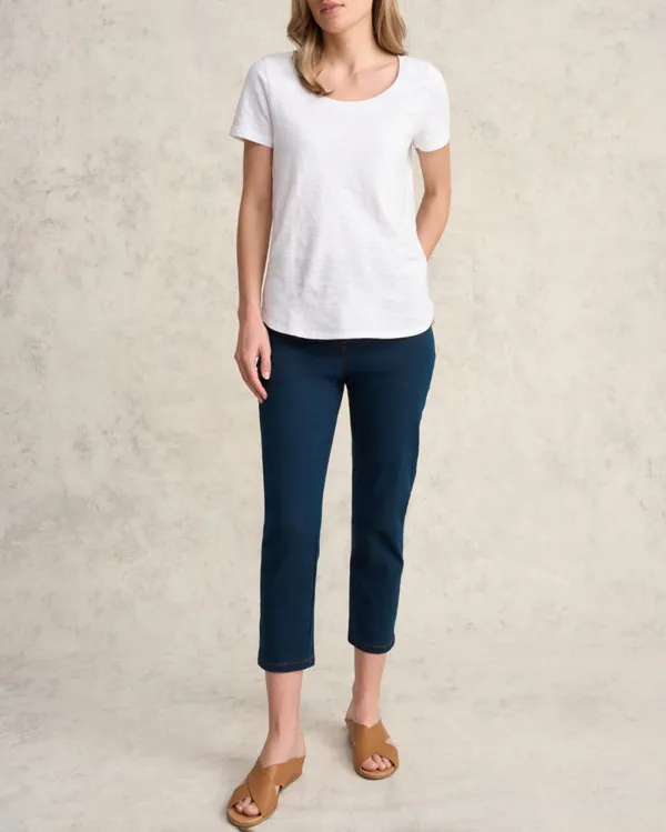 Navy Blue Cropped Pants For Elegant Daily Style