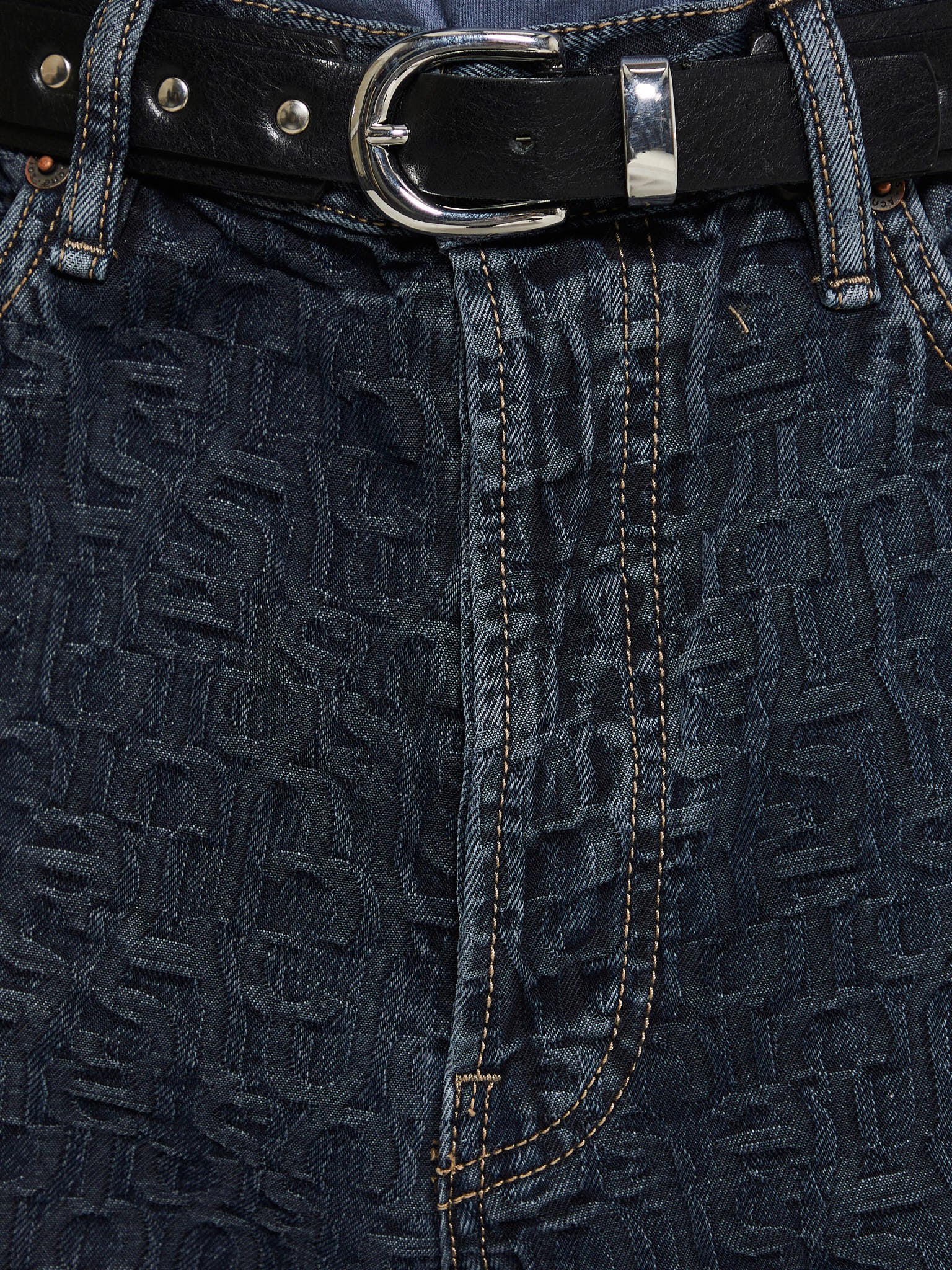 1981M Baggy Fit Monogram Jeans in Blue and Black