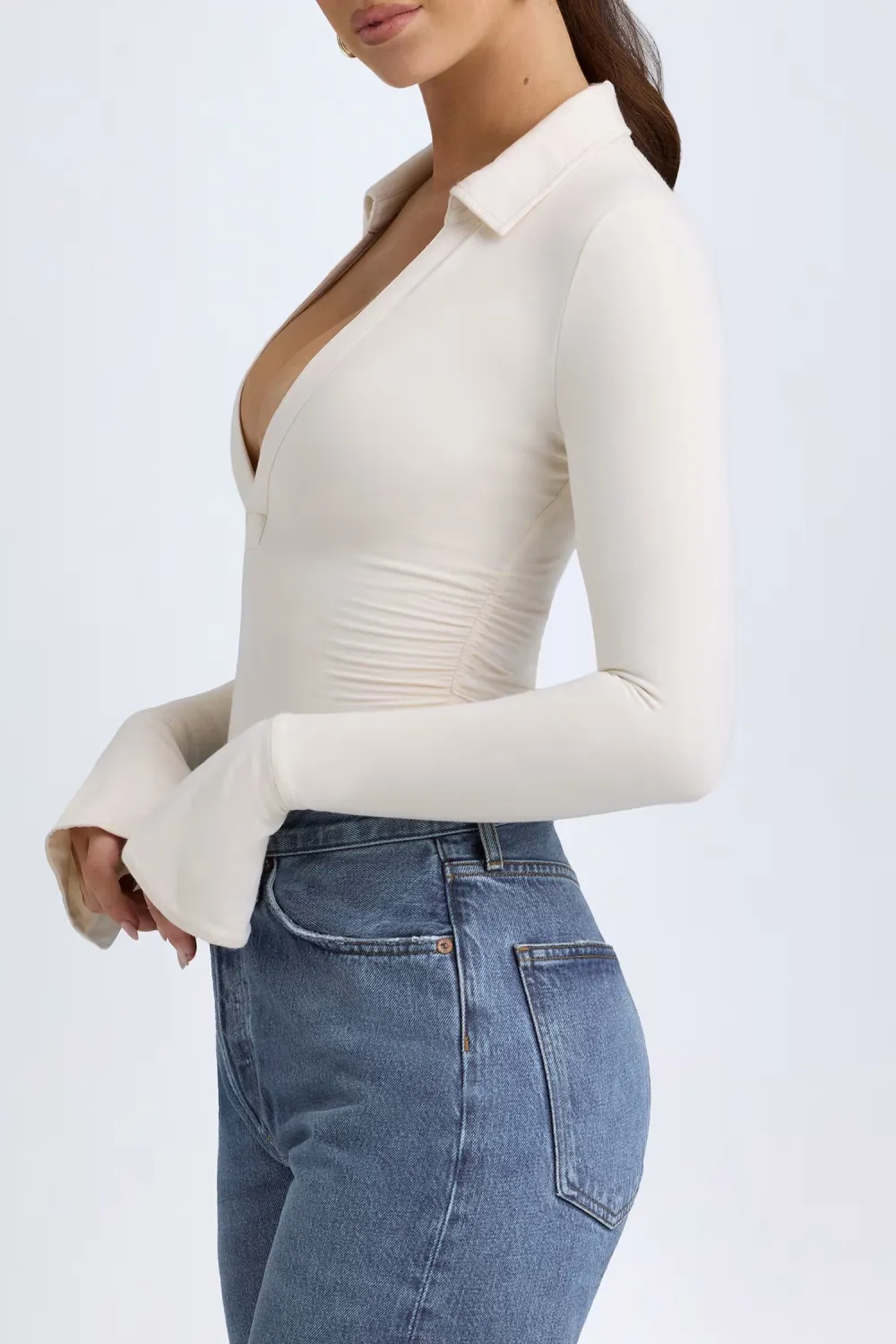 Sexy Deep V Slim Fit Women's Long Sleeve Bodysuit