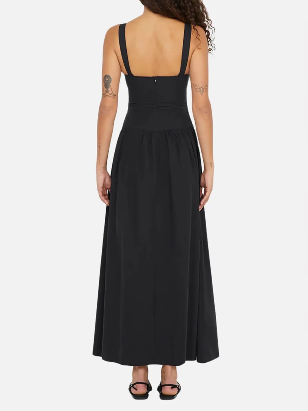 Plain Wide Strap Dress with Pockets