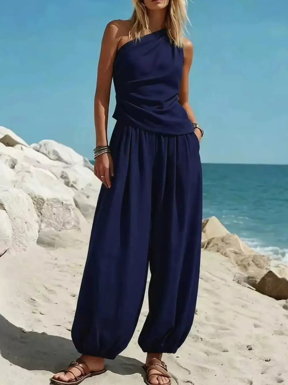 Wide Leg Shoulder Jumpsuit