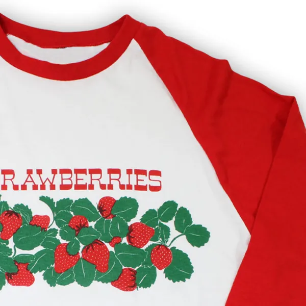 Strawberry Print Round Neck Long Sleeved T-Shirt