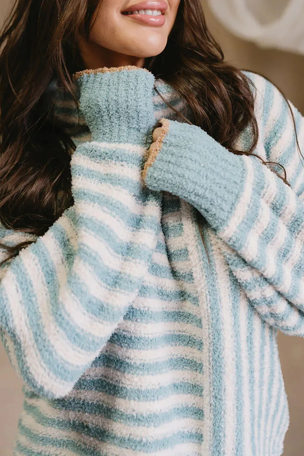 Striped High Neck Sweater