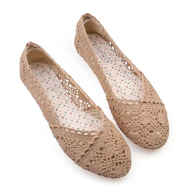 Hot Sale Women Woven Hollow Foldable Solid Casual Flats Shoes Cotton Linen Breathable