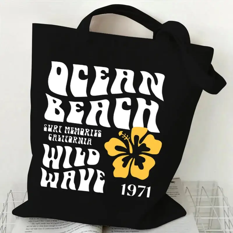 Groovy Retro Graphic Canvas Tote Bag